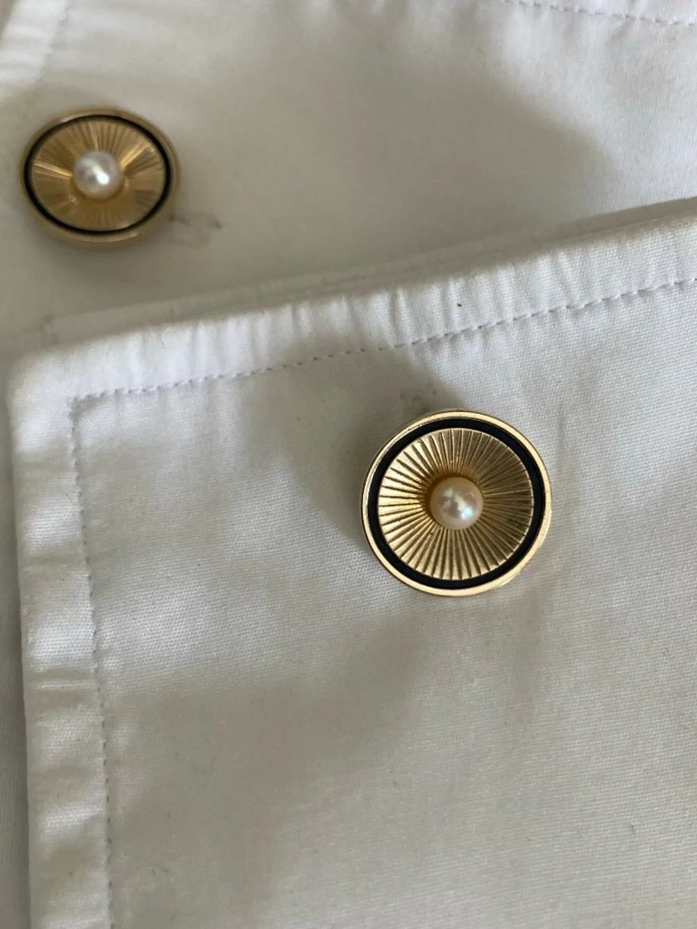 Vintage Anson Gold Tone Pearl  Anson Cufflinks & Swank Tie Bar Dress Set